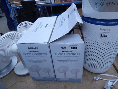 Lot 3137 - 2 Meaco twin pack portable air circulator fans,...