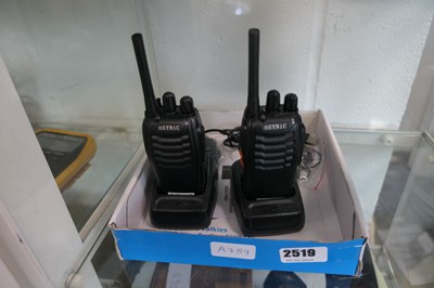 Lot 2519 - 2 E-Synic portable 2-way radios with docking...