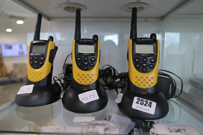 Lot 2524 - 3 Motorola walkie talkies with docking...