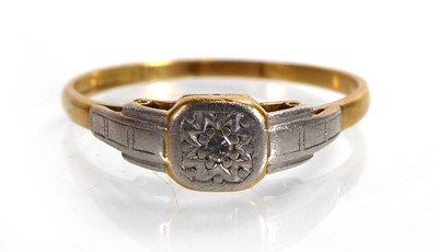 Lot An 18ct yellow gold ring set small diamond in...