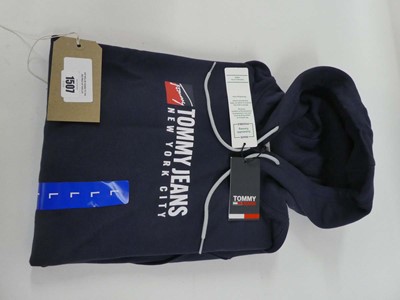 Lot 1507 - A Tommy Jeans hoodie in navy. Size: large.