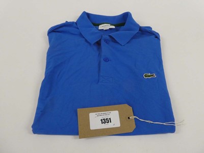 Lot 1351 - Lacoste regular fit polo top in blue mens...