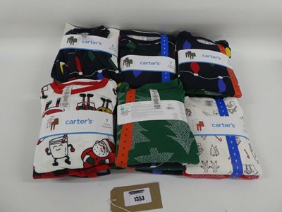 Lot 1353 - 10 childrens Carters 4 piece Christmas pyjama...