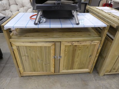 Lot 2107 - Wooden 2 door BBQ station