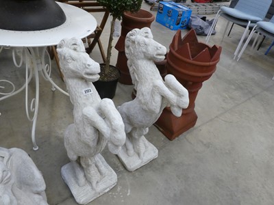 Lot 2123 - Large pair of concrete horses