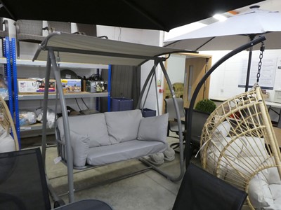 Lot 2103 - Grey aluminium 2 seater garden swing set with...