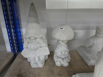 Lot 2145 - Pair of concrete garden gnomes