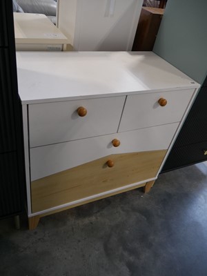 Lot 1114 - Modern white drawer unit with pine finish...