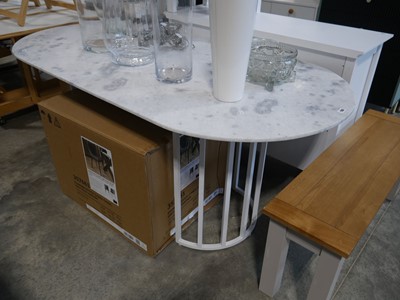 Lot 1106 - Dining table on metal support with white...