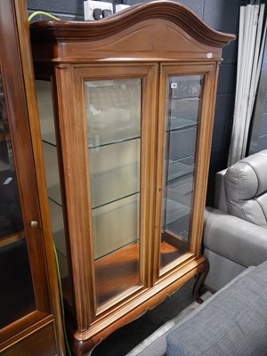 Lot 1141 - Modern hardwood double door display cabinet on...