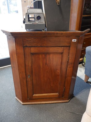 Lot 1162 - Stained pine hanging corner cabinet