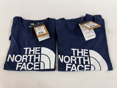 Lot 1371 - 2x North Face graphic half-dome tees in navy,...