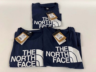 Lot 1372 - 3x North Face graphic half-dome tees in navy,...