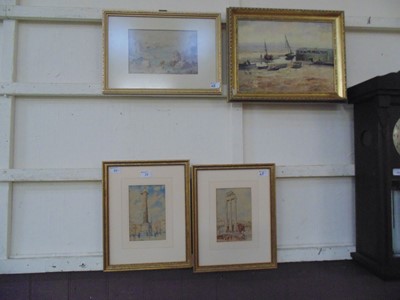 Lot 29 - A gilt framed oil on canvas of boating scene...