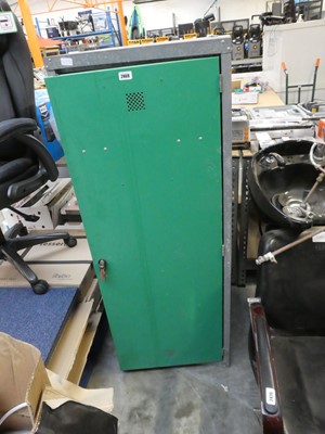 Lot 2469 - Metal single door equestrian cabinet with key