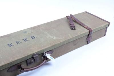 Lot 1404 - Canvas and leather gun case for restoration,...