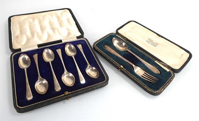 Lot 439 - A set of six silver teaspoons, James Dixon &...