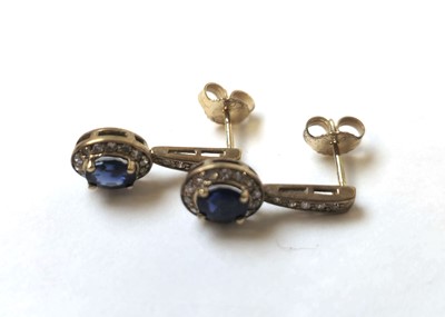 Lot 521 - A pair of 9ct gold, sapphire and diamond...