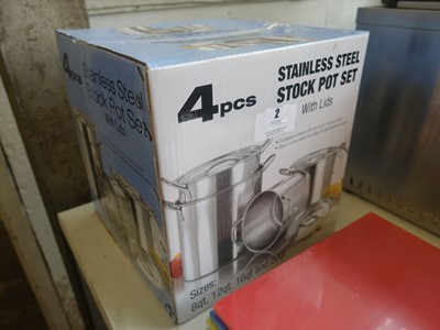 Lot 2 - 4 piece stainless steel stock pot set with lids