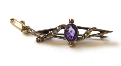 Lot 523 - An early 20th century amethyst and pearl...