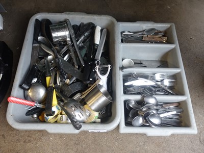 Lot 12 - Tray with assorted chefs utensils plus a 4...