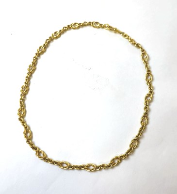 Lot 529 - An 18ct gold knot link chain. Approx. weight...