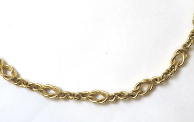 Lot 529 - An 18ct gold knot link chain. Approx. weight...