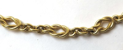 Lot 529 - An 18ct gold knot link chain. Approx. weight...