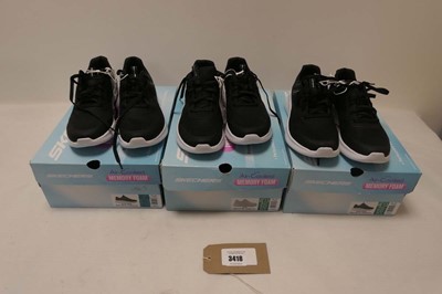 Lot 3418 - 3 pairs of Sketcher trainers all size UK4.5...