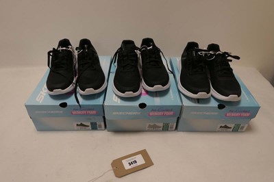 Lot 3419 - 3 pairs of Sketcher trainers all size UK4.5...