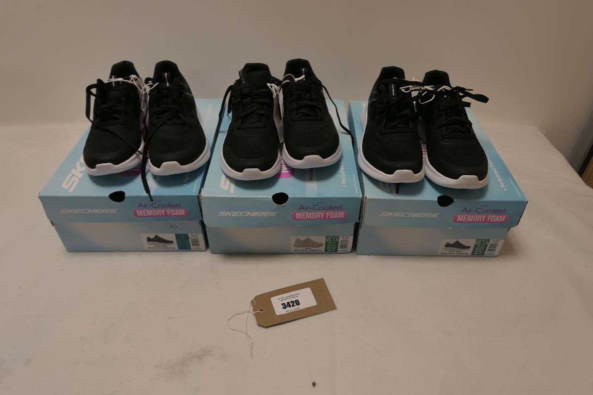 Lot 3420 - 3 pairs of Sketcher trainers all size UK4.5...