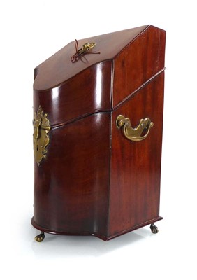 Lot 80 - A George III mahogany knife box, the...