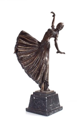 Lot 110 - A 20th century bronze figure of a dancing lady...