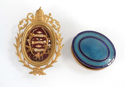 Lot 117 - A French gilt metal diorama/locket with...