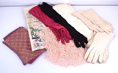 Lot 119 - A group of ladies silk gloves, a Chinese...