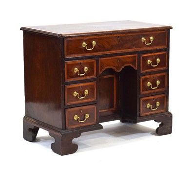 Lot 2 - A George III mahogany, satinwood banded and...