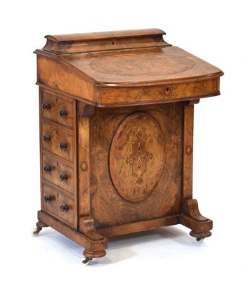 Lot 22 - A Victorian figured walnut, satinwood...