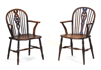 Lot 30 - Two 18th century elm and ash Windsor armchairs...