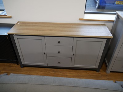 Lot 1003 - Modern 2 tone grey sideboard with 3 central...