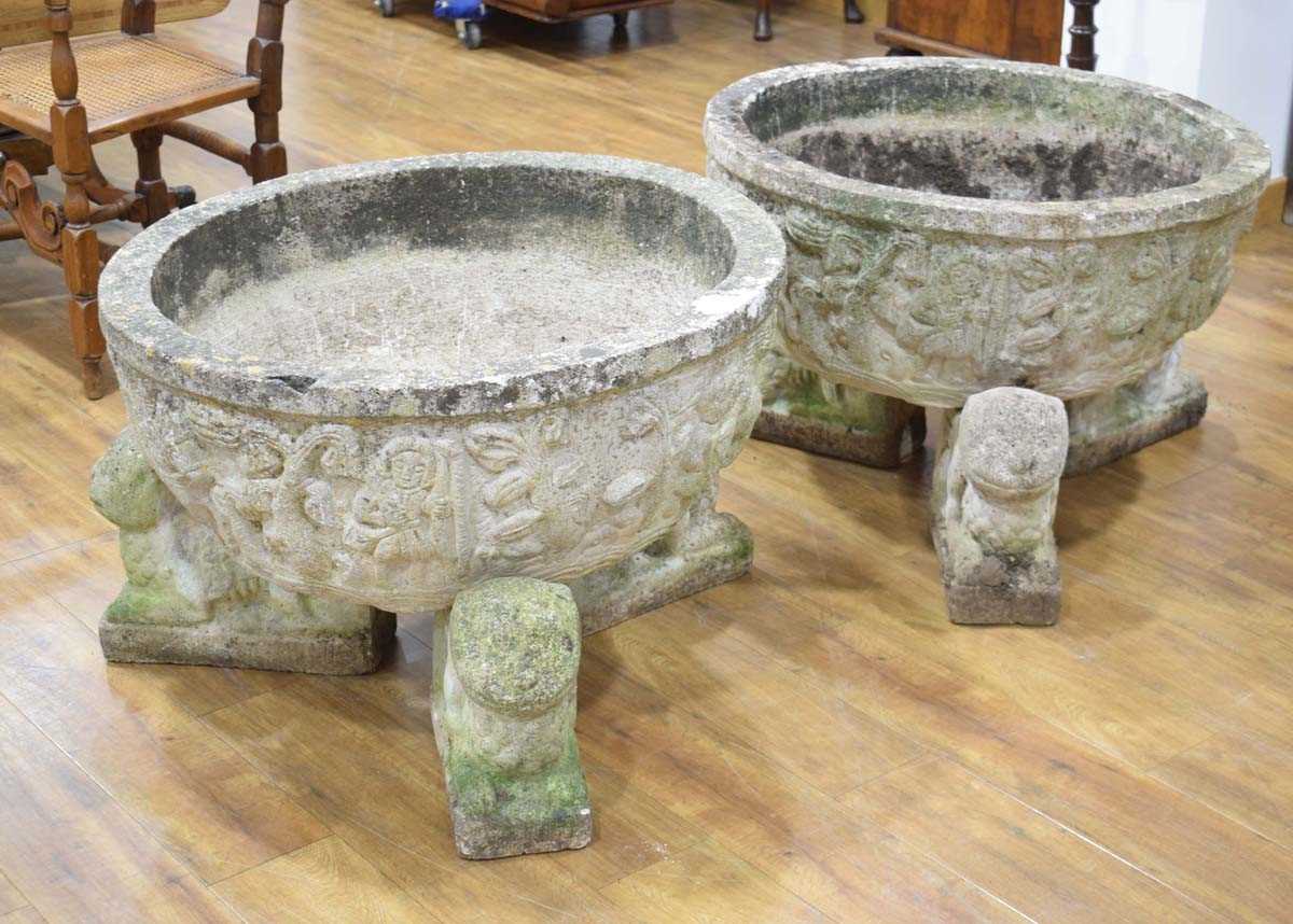 Lot 54 - Statutary: a pair of reconstituted stone...