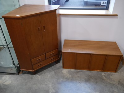 Lot 1011 - Mid century teak free standing corner cupboard...