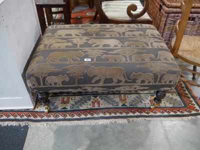 Lot 1027 - Large footstool on turned support and castors...