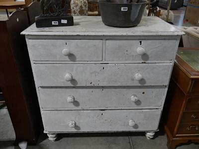 Lot 1034 - White painted chest of 2 over 3 drawers on...