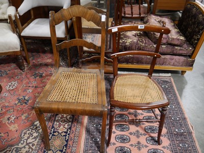 Lot 1049 - 2 cane seated wooden framed chairs