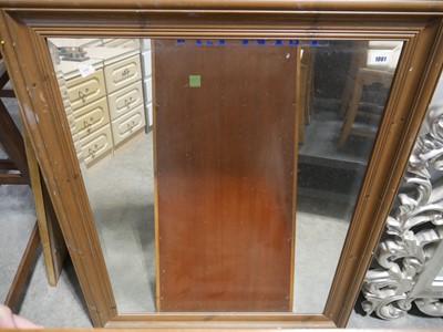 Lot 1061 - Large pine framed and beveled rectangular wall...