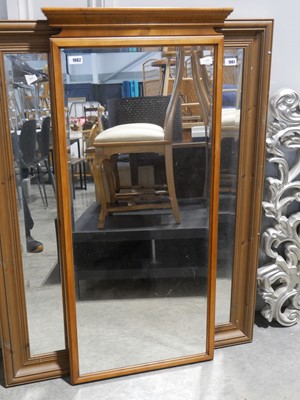 Lot 1062 - Large satinwood framed and beveled wall mirror