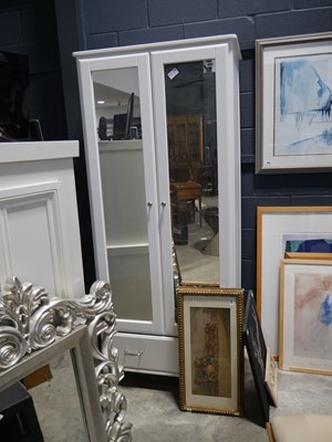 Lot 1064 - Modern white double door wardrobe with...