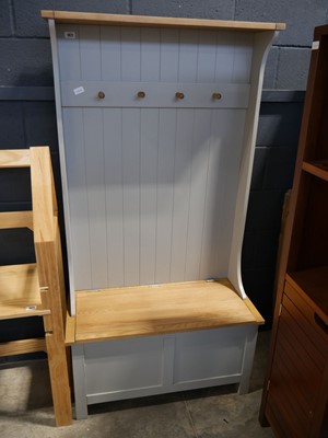 Lot 1072 - Grey painted and light oak finish cloakroom...