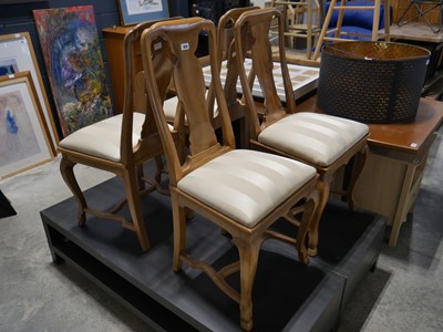 Lot 1074 - 4 Edwardian maple/walnut framed dining chairs...