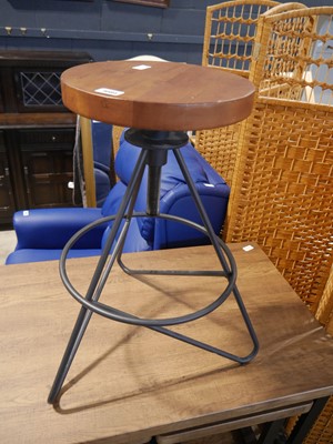 Lot 1084 - Metal adjustable height stool with circular...